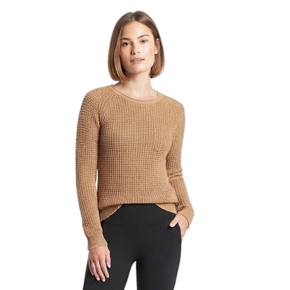 AMBIANCE Waffle Knit Crewneck Sweater Acrylic Fall Winter Cozy Large